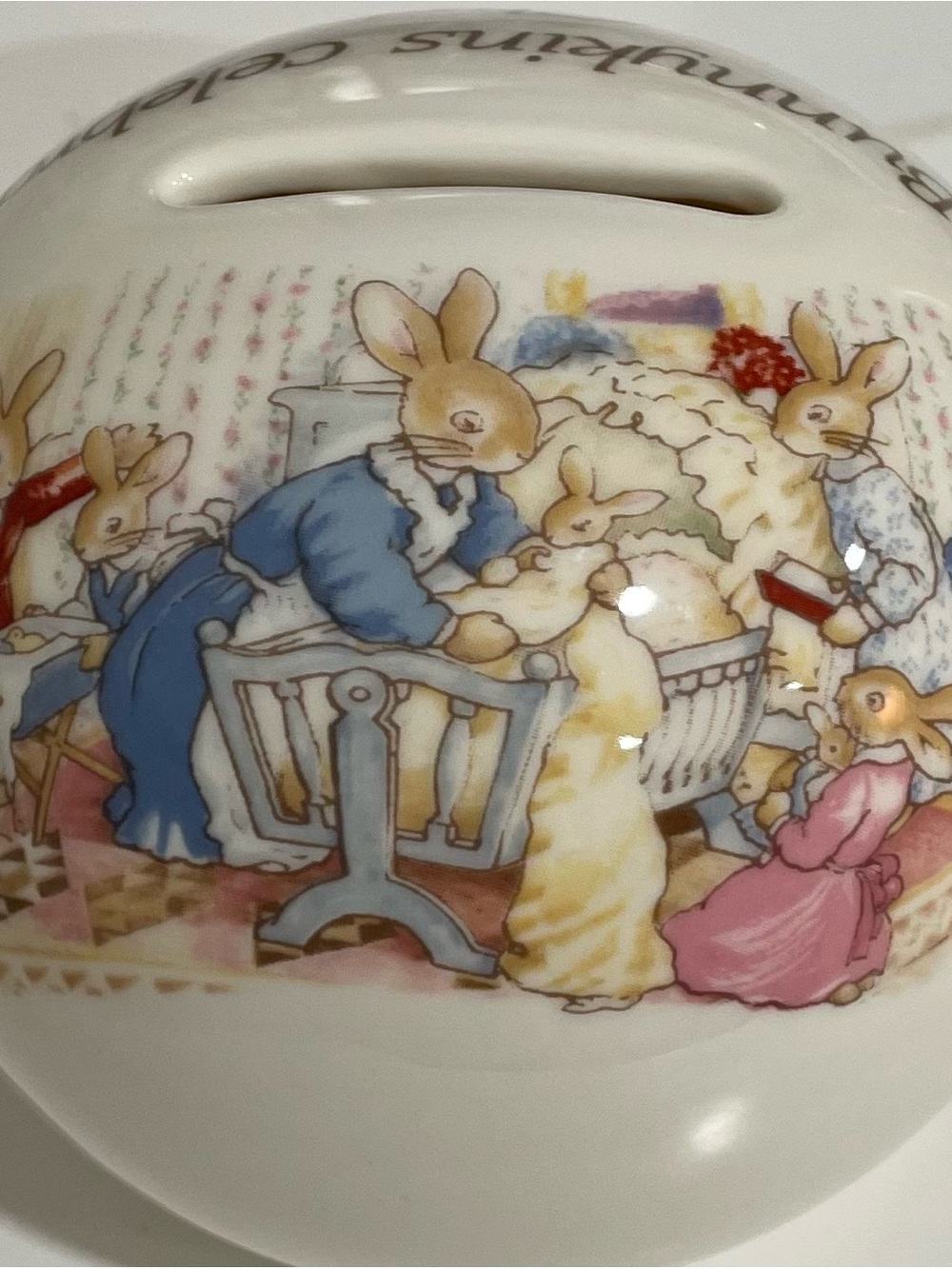 Vintage Bunnykins Royal Doulton Money Bank Christening Baby Nursery Cottagecore